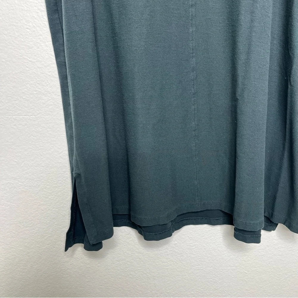 Eileen Fisher Lightweight Washable Stretch Crepe Crew Tunic Forest Night Large